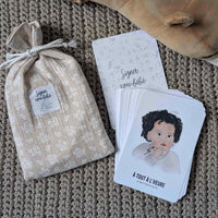 Cartes bébé signe signer avec bébé présentés avec leur pochon bourgeon pour apprendre le bébé signe avec La p'tite ourse