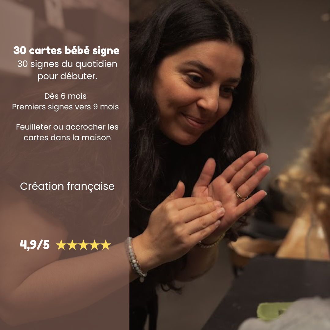 Présentation du coffret 30 cartes bébé signe, note 4,9 sur 5