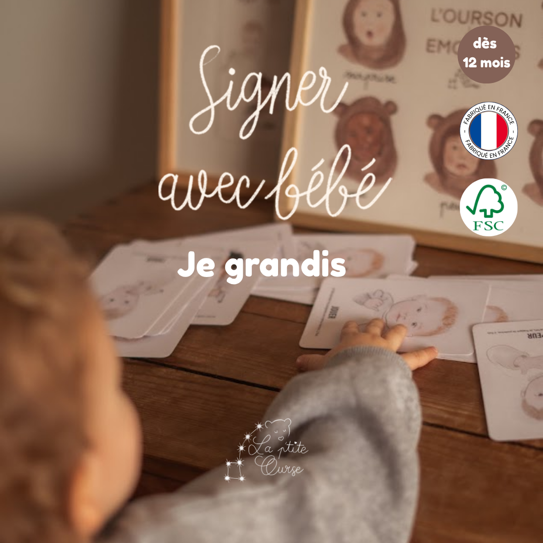 Cartes bébé signe je grandis, dès 12 mois