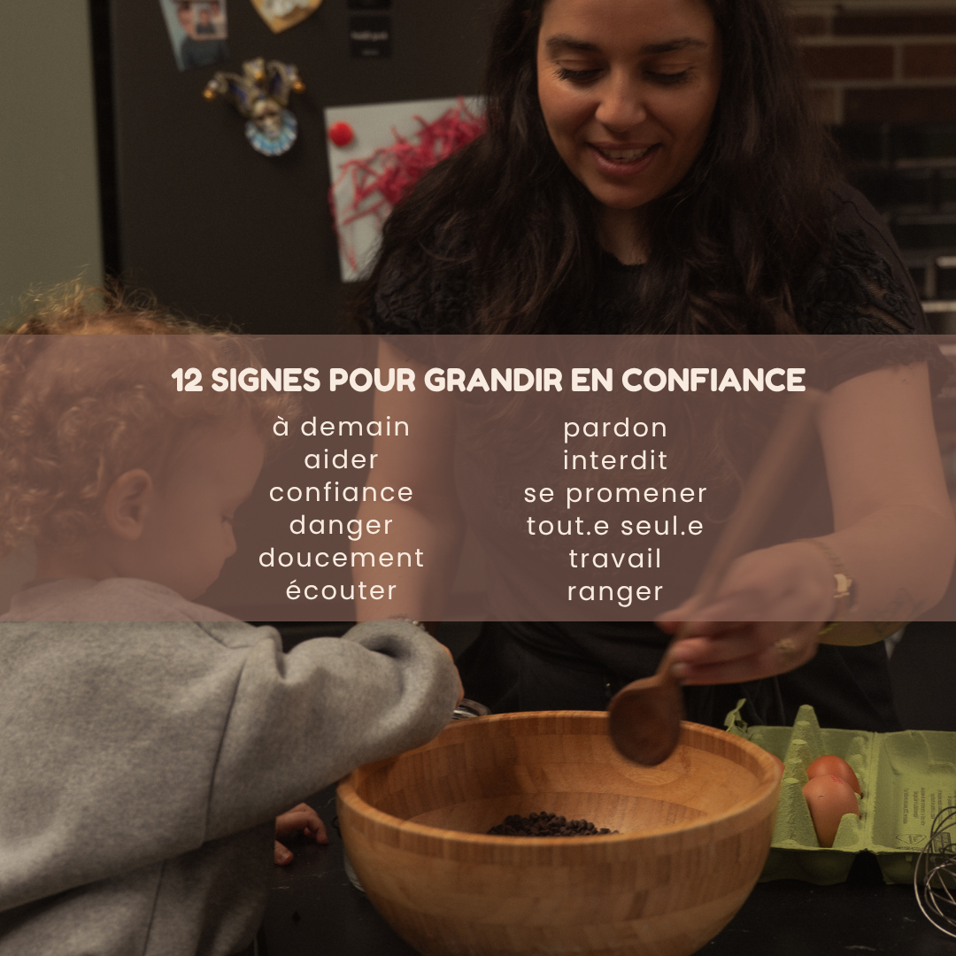 12 signes pour grandir en confiance, cartes bébé signe