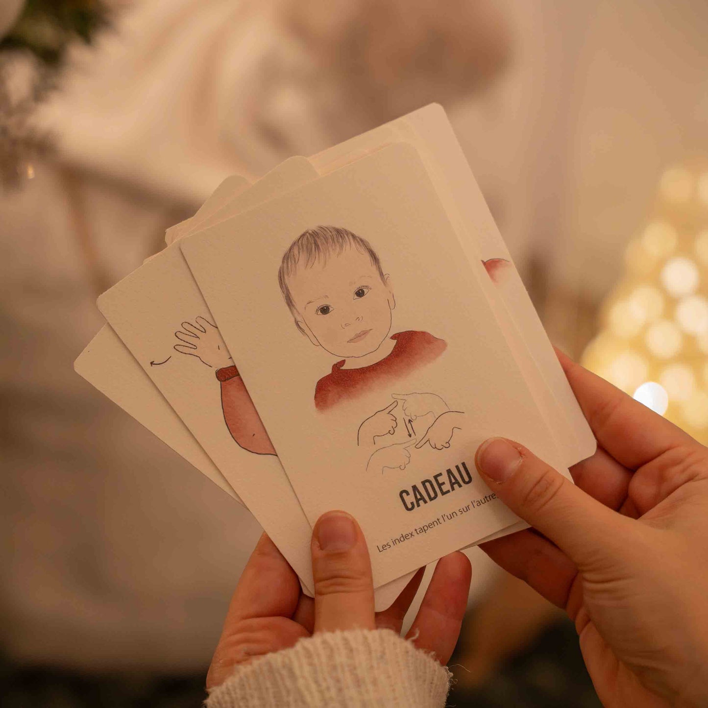 cadeau carte illustrée bébé signe de noel