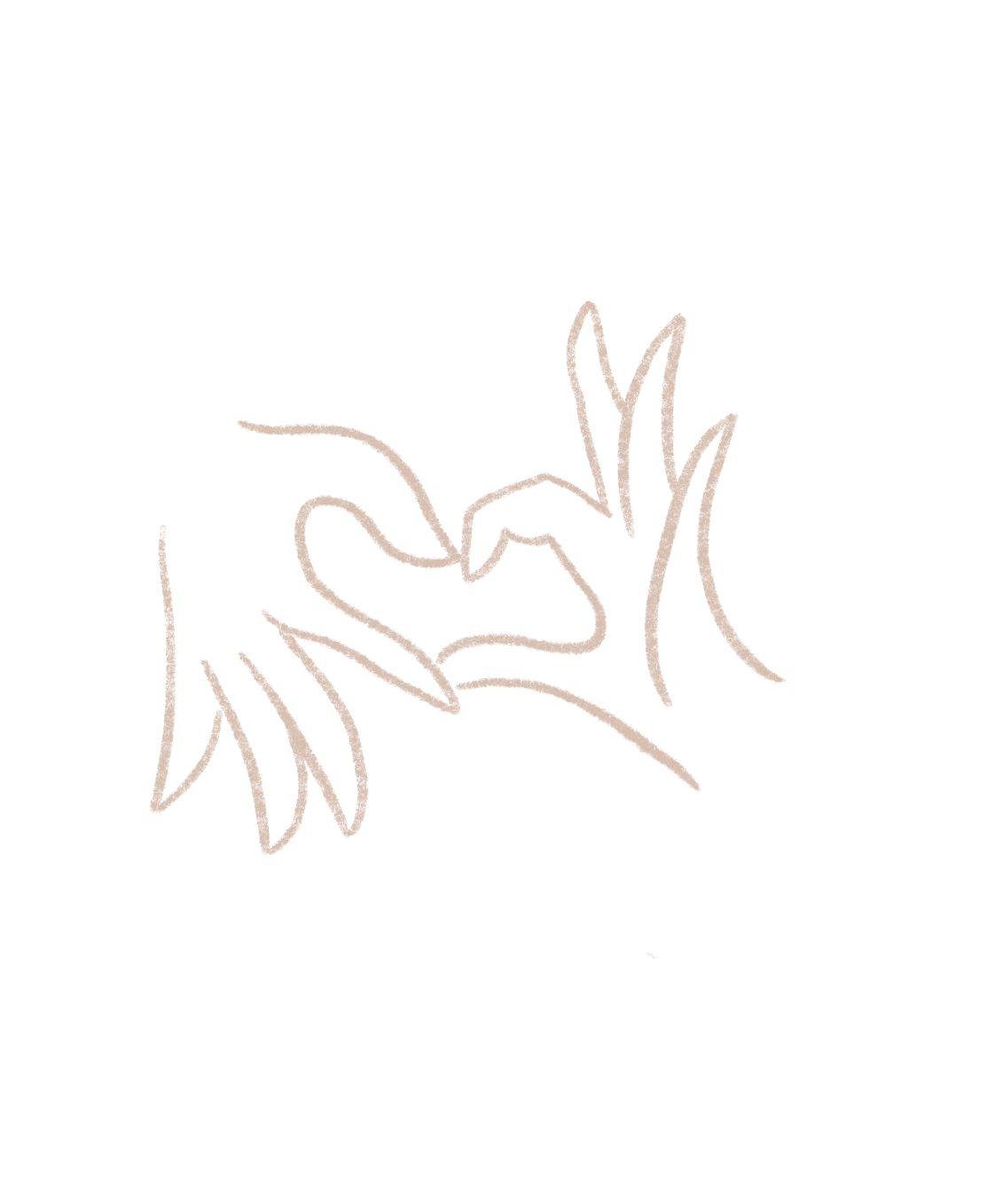 Icone d'aquarelle numérique représentant 2 mains faisant un coeur signifiant que les créations sont faites avec amour
