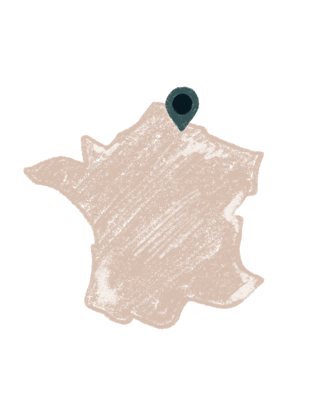 Icone d'aquarelle numérique représentant la carte de la France avec un pin sur la région Nord