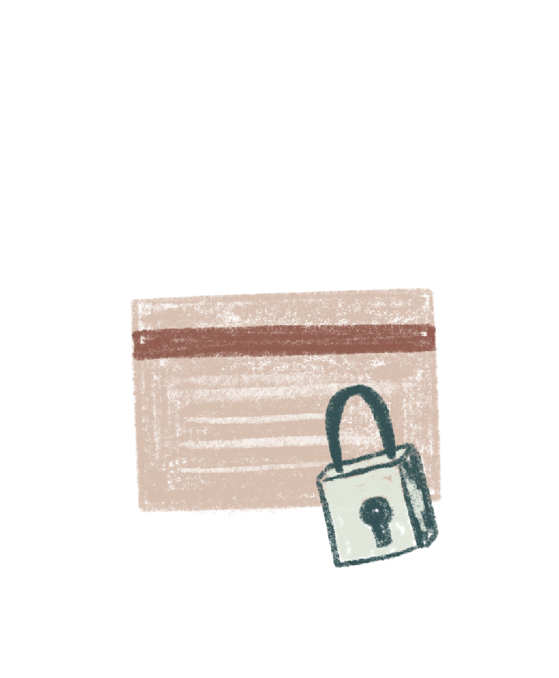 Icone d'aquarelle numérique représentant une carte banquaire et un cadenas