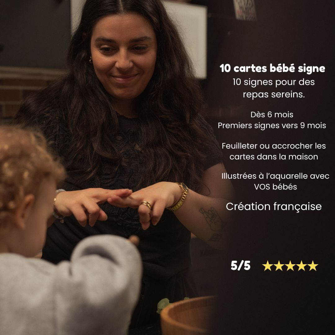 cartes bébé signe pour repas sereins, création française, noté 5/5