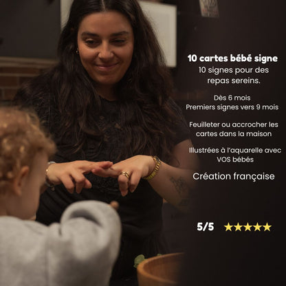 cartes bébé signe pour repas sereins, création française, noté 5/5