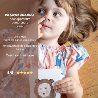 Carte bébé signe illustrant l'émotion de la surprise, note 5sur 5
