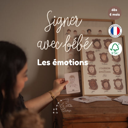 Clara présente le coffret Cartes bébé signe les émotions, dès 6 mois, fabriqué en France