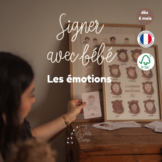 Clara présente le coffret Cartes bébé signe les émotions, dès 6 mois, fabriqué en France