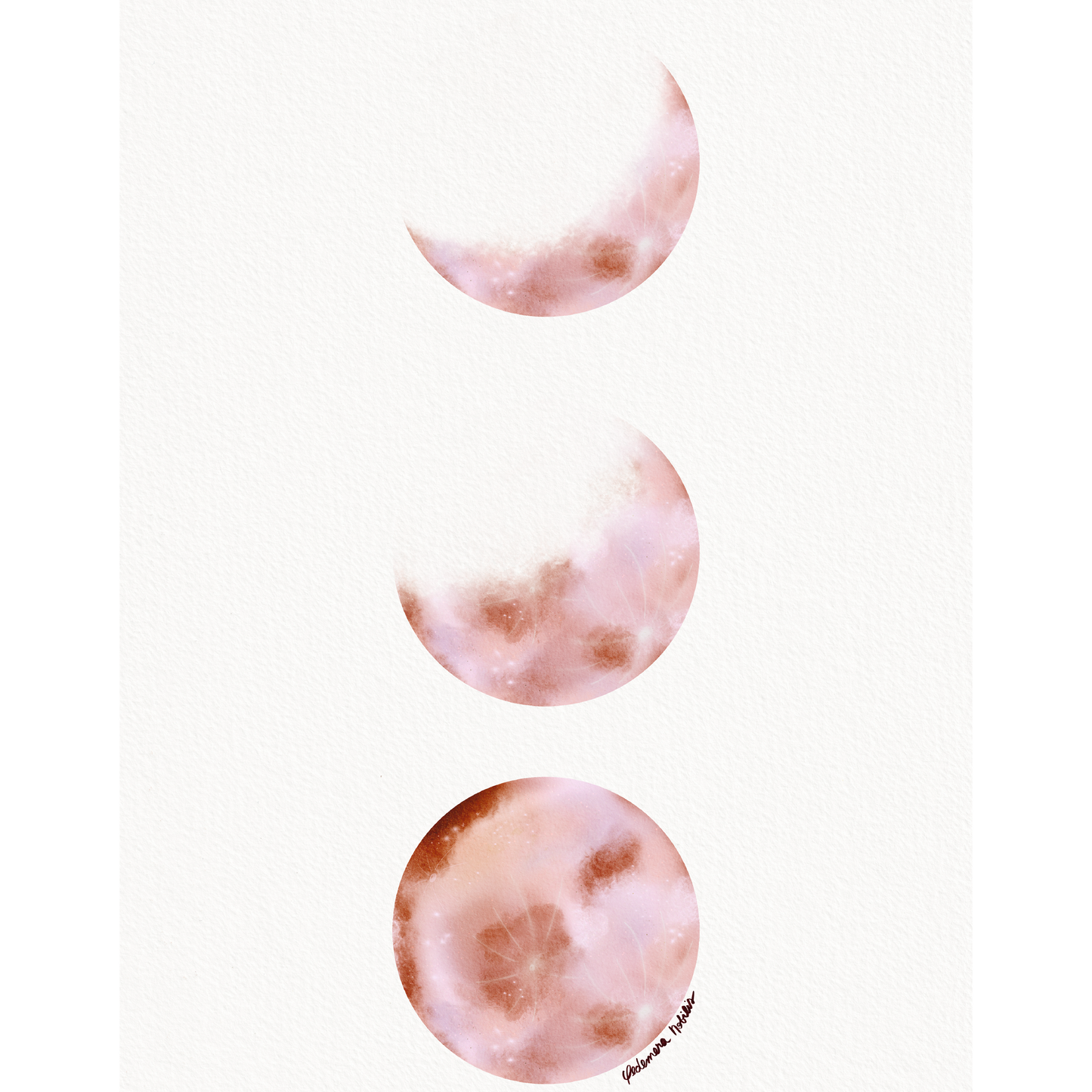 Affiche 3 phases de lune terracotta